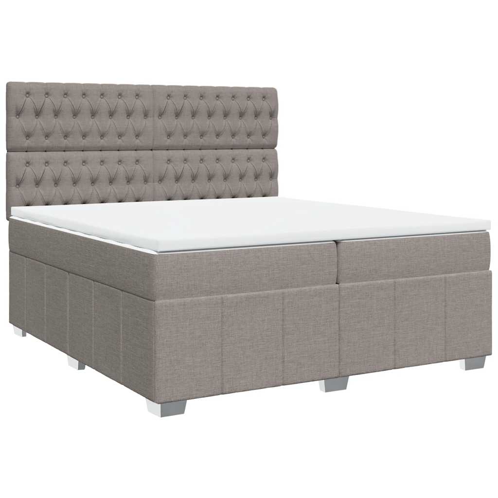vidaXL Κρεβάτι Boxspring με Στρώμα Taupe 200x200 εκ. Υφασμάτινο