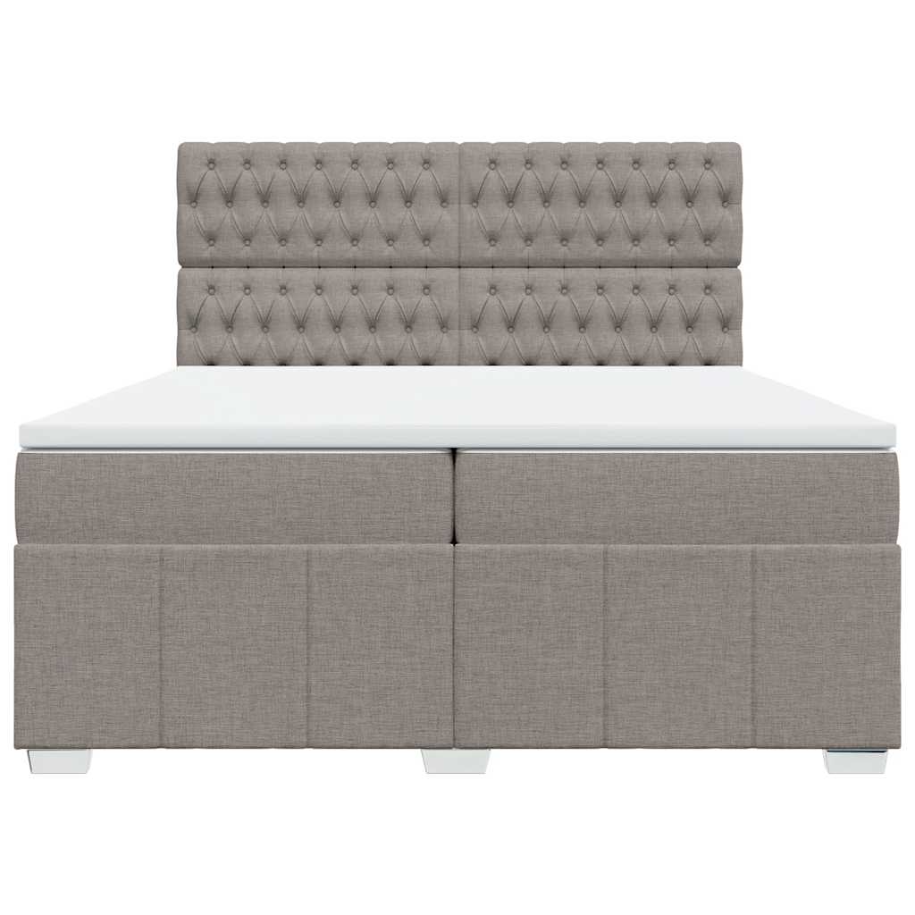 vidaXL Κρεβάτι Boxspring με Στρώμα Taupe 200x200 εκ. Υφασμάτινο