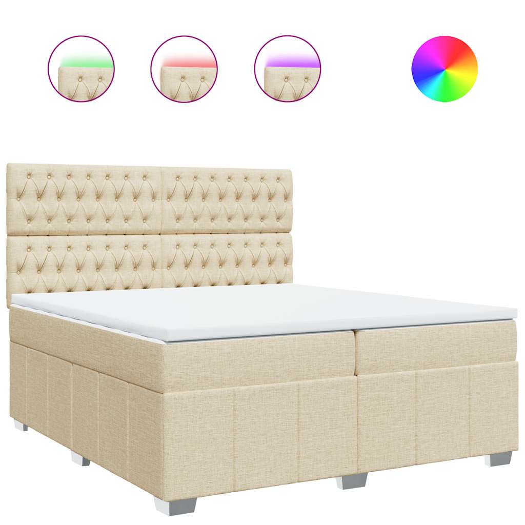vidaXL Κρεβάτι Boxspring με Στρώμα Κρεμ 200x200 εκ. Υφασμάτινο