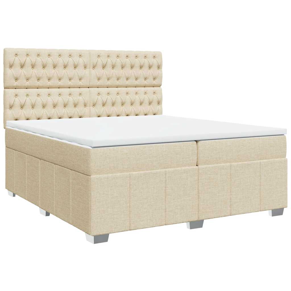 vidaXL Κρεβάτι Boxspring με Στρώμα Κρεμ 200x200 εκ. Υφασμάτινο