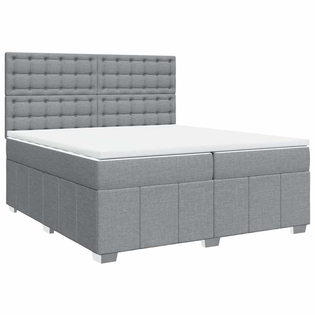 vidaXL Κρεβάτι Boxspring με Στρώμα Ανοιχτό Γκρι 200x200 εκ. Υφασμάτινο