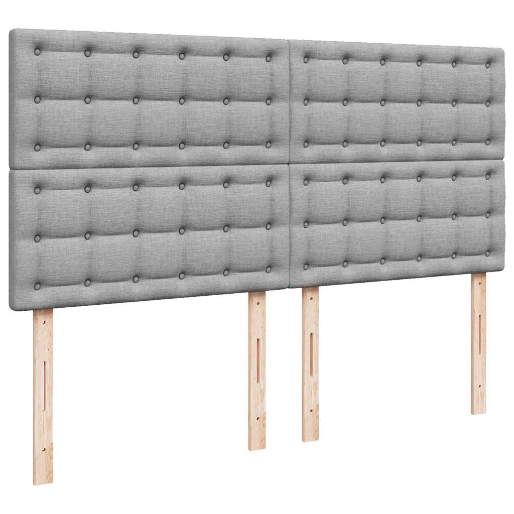 vidaXL Κρεβάτι Boxspring με Στρώμα Ανοιχτό Γκρι 200x200 εκ. Υφασμάτινο