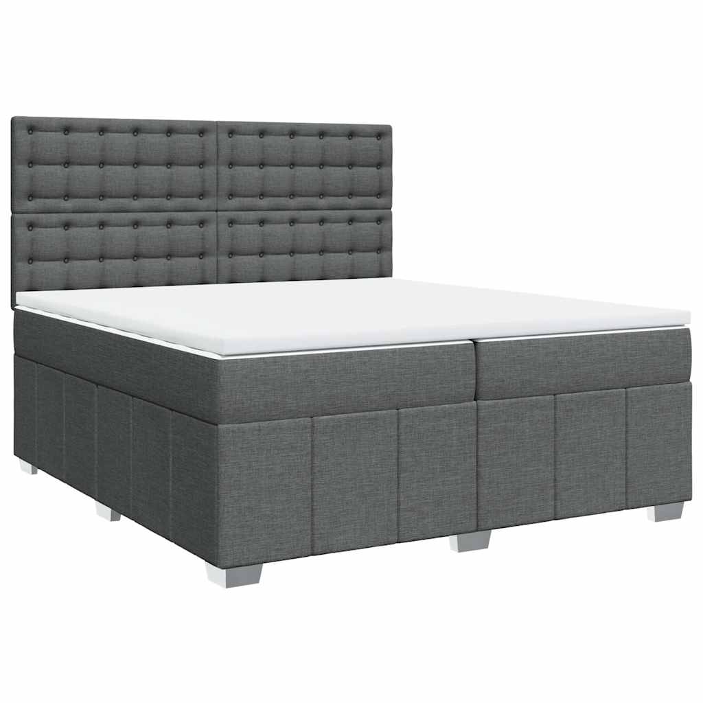 vidaXL Κρεβάτι Boxspring με Στρώμα Σκούρο Γκρι 200x200 εκ. Υφασμάτινο