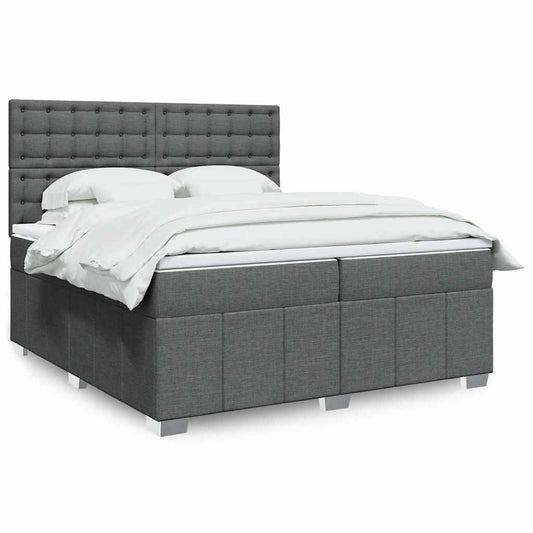 vidaXL Κρεβάτι Boxspring με Στρώμα Σκούρο Γκρι 200x200 εκ. Υφασμάτινο