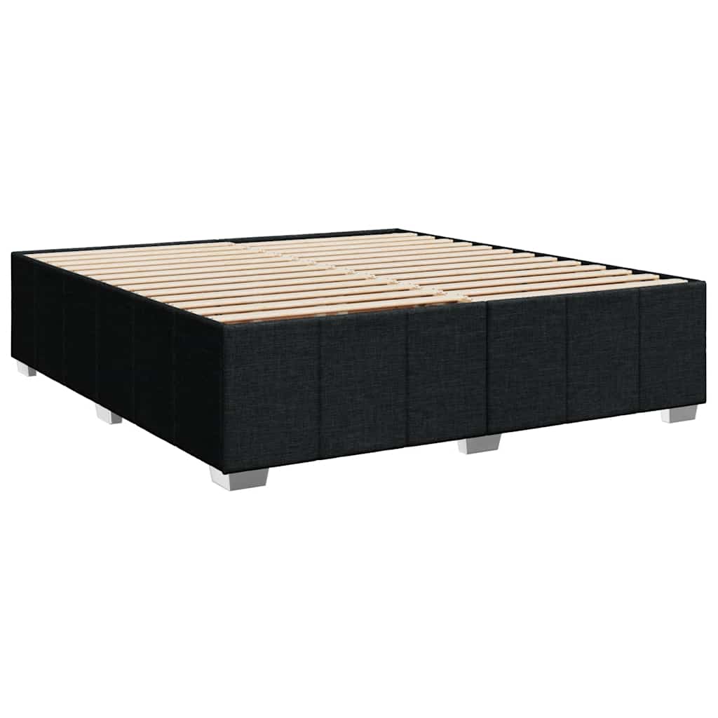 vidaXL Κρεβάτι Boxspring με Στρώμα Μαύρο 200x200 εκ. Υφασμάτινο