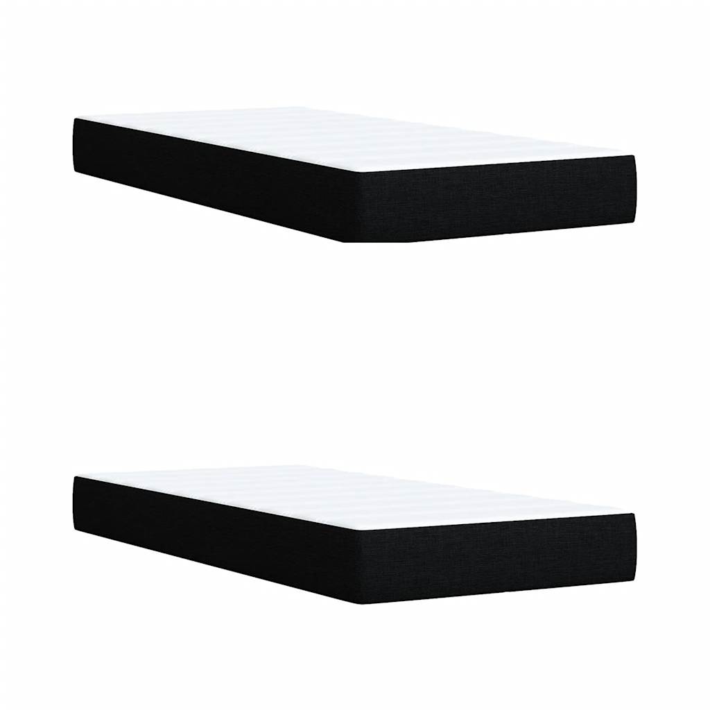 vidaXL Κρεβάτι Boxspring με Στρώμα Μαύρο 200x200 εκ. Υφασμάτινο