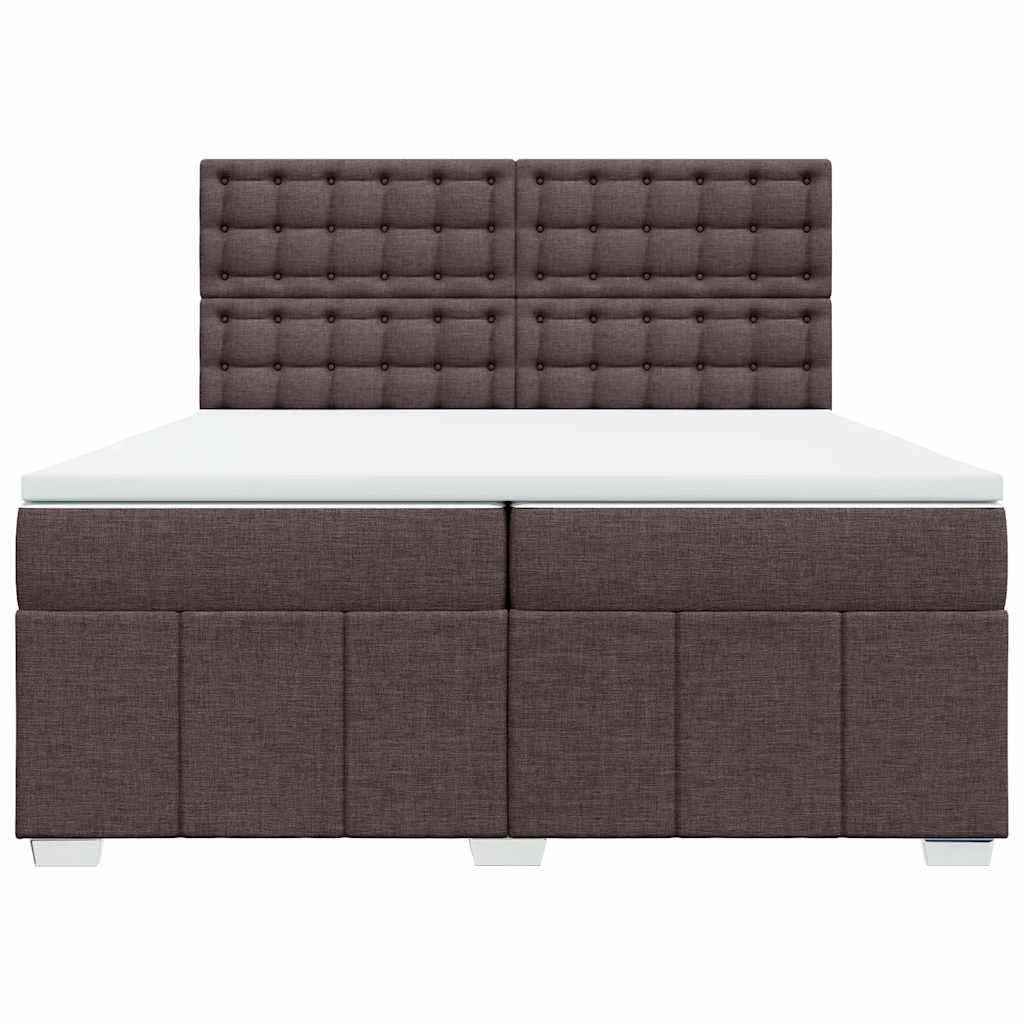 vidaXL Κρεβάτι Boxspring με Στρώμα Σκούρο Καφέ 200x200 εκ. Υφασμάτινο