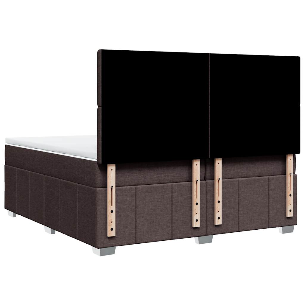vidaXL Κρεβάτι Boxspring με Στρώμα Σκούρο Καφέ 200x200 εκ. Υφασμάτινο