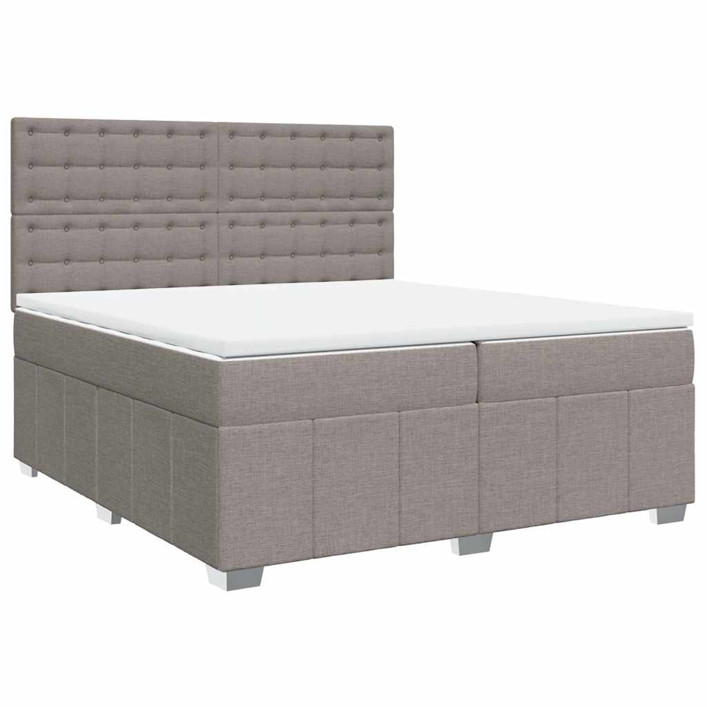 vidaXL Κρεβάτι Boxspring με Στρώμα Taupe 200x200 εκ. Υφασμάτινο