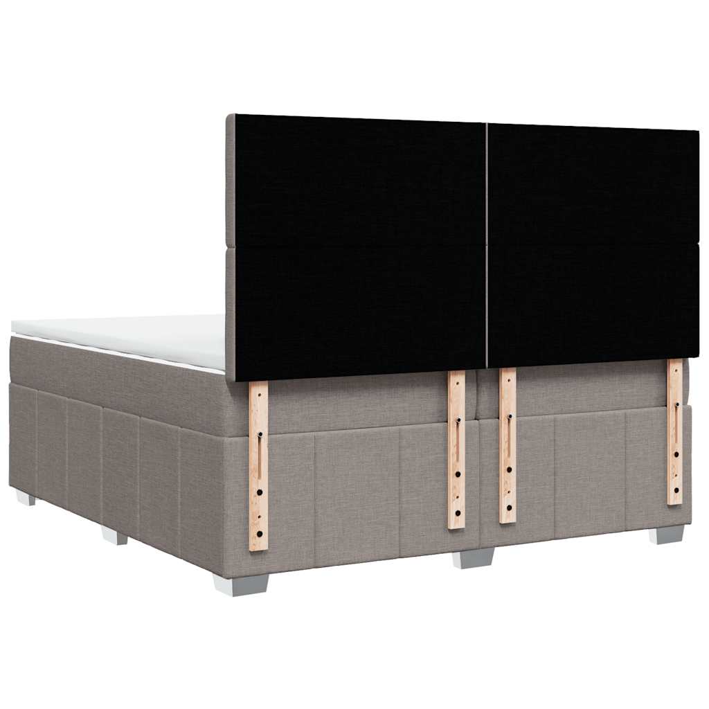 vidaXL Κρεβάτι Boxspring με Στρώμα Taupe 200x200 εκ. Υφασμάτινο