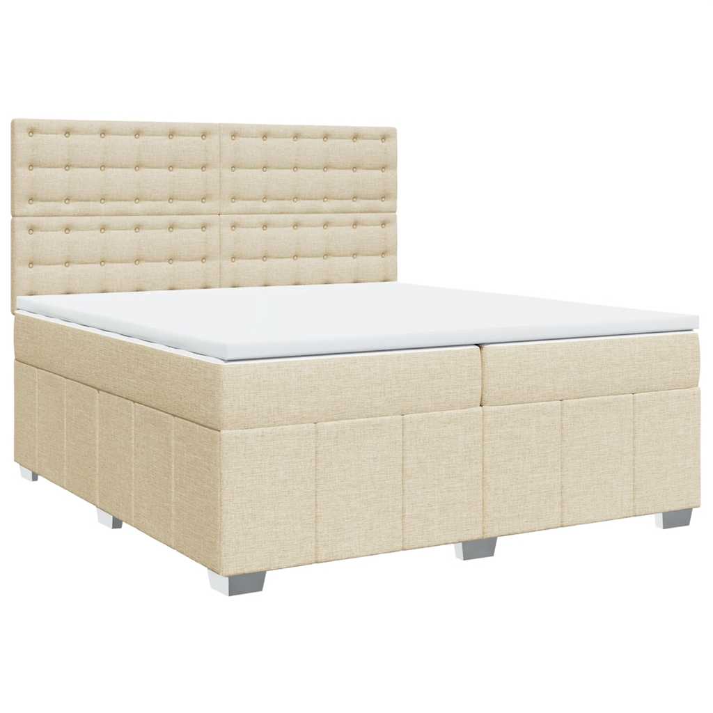 vidaXL Κρεβάτι Boxspring με Στρώμα Κρεμ 200x200 εκ. Υφασμάτινο