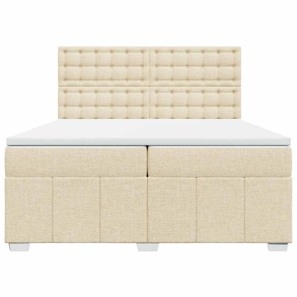 vidaXL Κρεβάτι Boxspring με Στρώμα Κρεμ 200x200 εκ. Υφασμάτινο