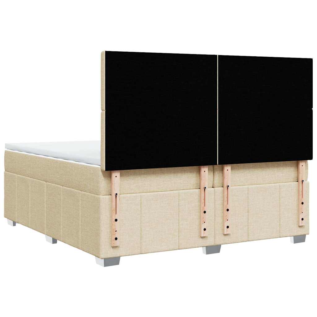 vidaXL Κρεβάτι Boxspring με Στρώμα Κρεμ 200x200 εκ. Υφασμάτινο