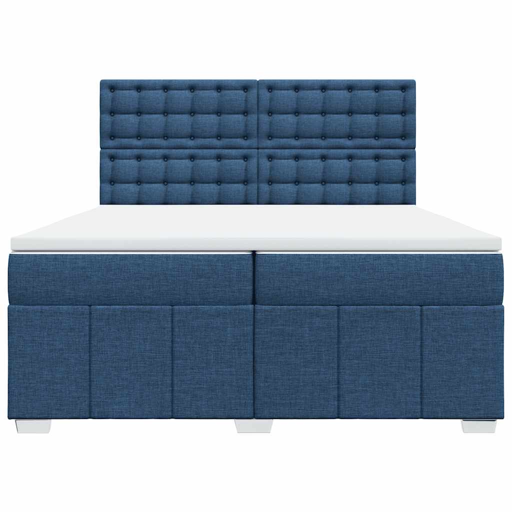 vidaXL Κρεβάτι Boxspring με Στρώμα Μπλε 200x200 εκ. Υφασμάτινο