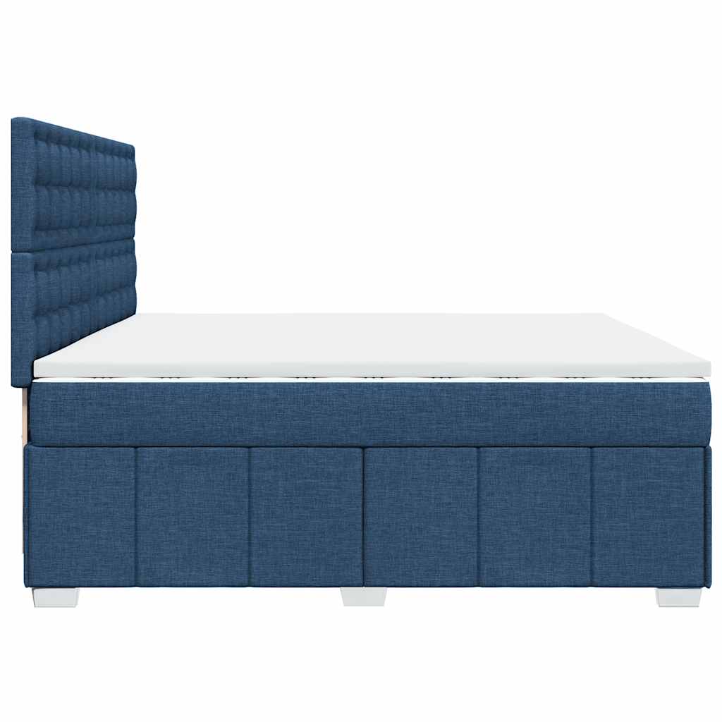 vidaXL Κρεβάτι Boxspring με Στρώμα Μπλε 200x200 εκ. Υφασμάτινο