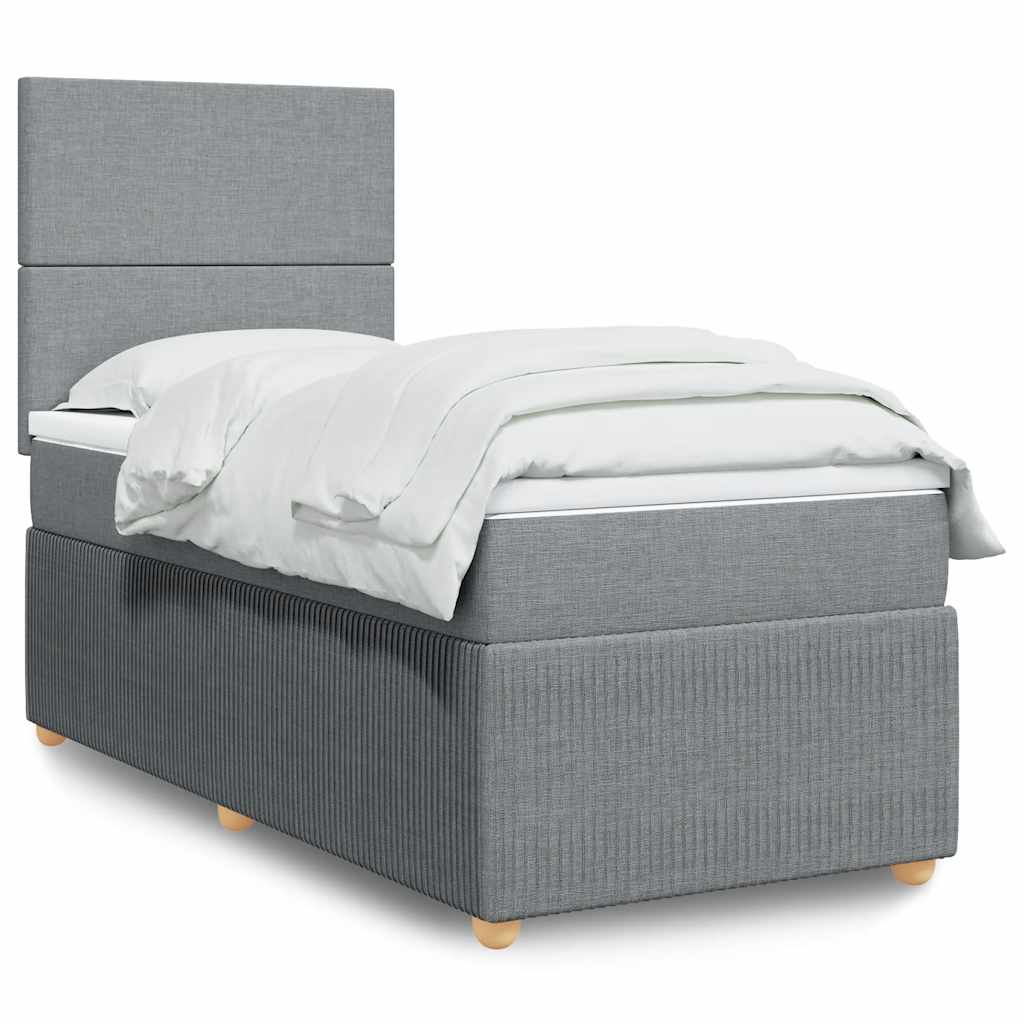 vidaXL Κρεβάτι Boxspring με Στρώμα Ανοιχτό Γκρι 80x200 εκ. Υφασμάτινο