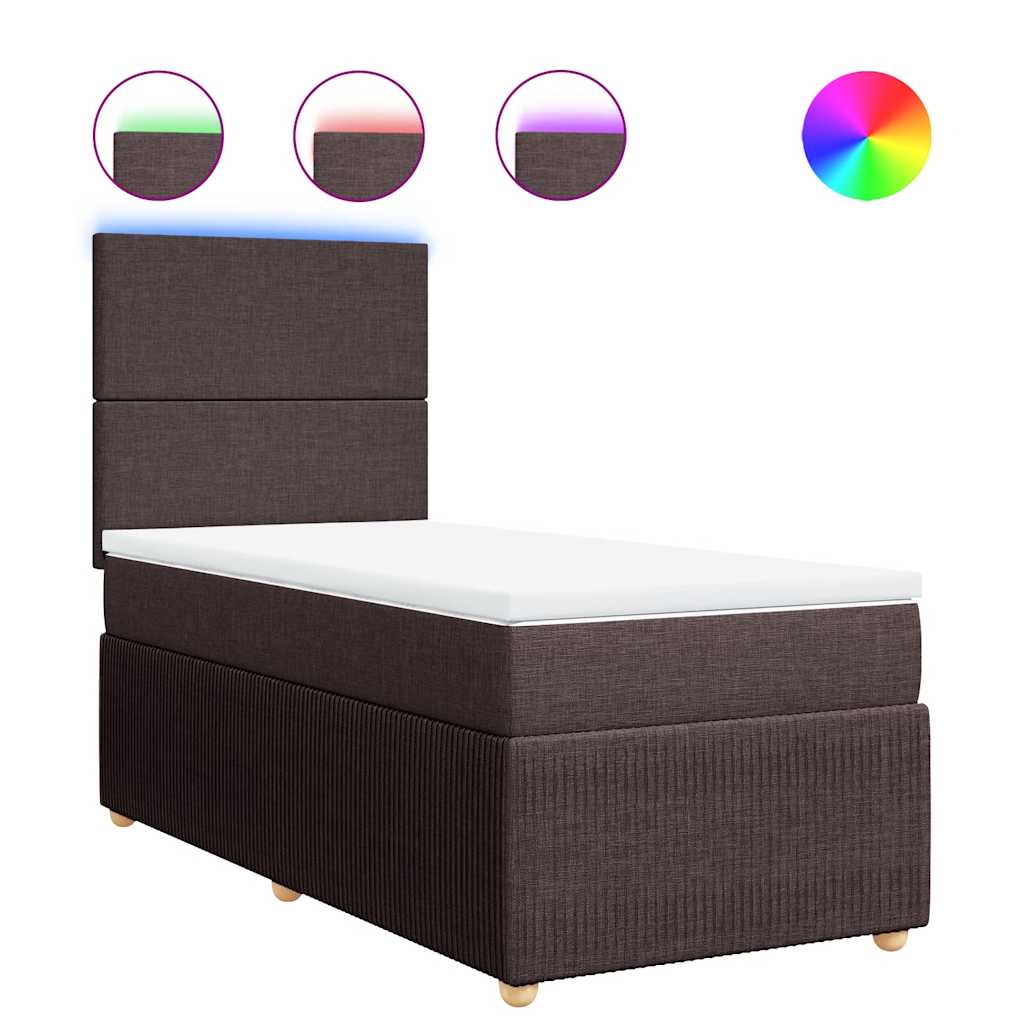 vidaXL Κρεβάτι Boxspring με Στρώμα Σκούρο Καφέ 80x200 εκ. Υφασμάτινο