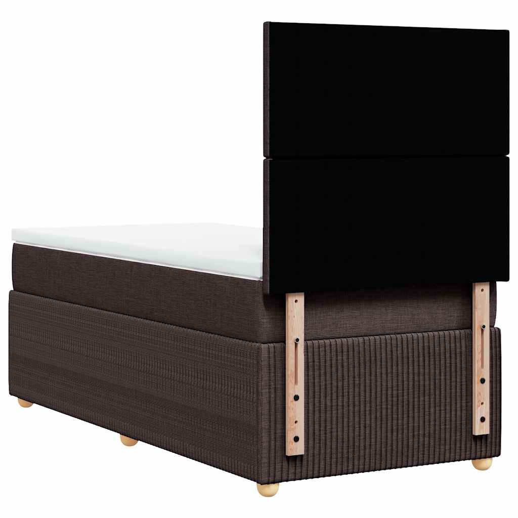 vidaXL Κρεβάτι Boxspring με Στρώμα Σκούρο Καφέ 80x200 εκ. Υφασμάτινο