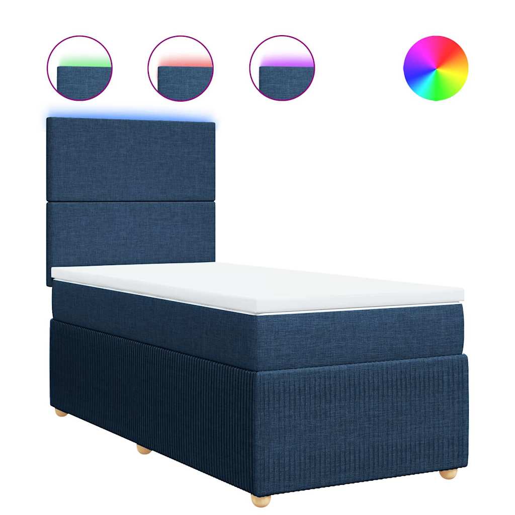 vidaXL Κρεβάτι Boxspring με Στρώμα Μπλε 80x200 εκ. Υφασμάτινο