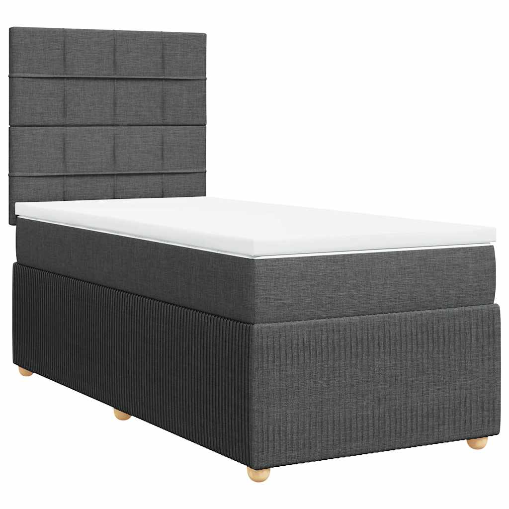 vidaXL Κρεβάτι Boxspring με Στρώμα Σκούρο Γκρι 80x200 εκ. Υφασμάτινο
