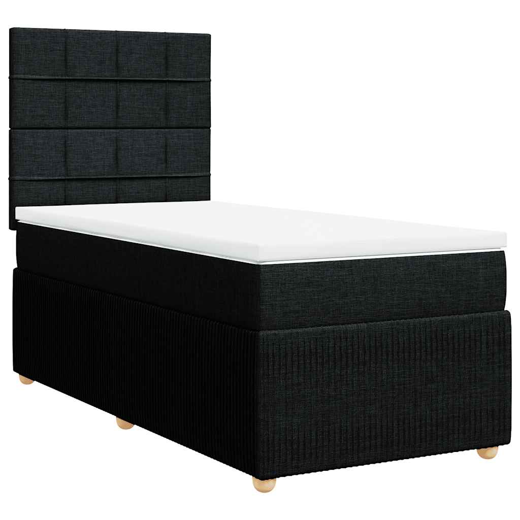 vidaXL Κρεβάτι Boxspring με Στρώμα Μαύρο 80 x 200 εκ. Υφασμάτινο