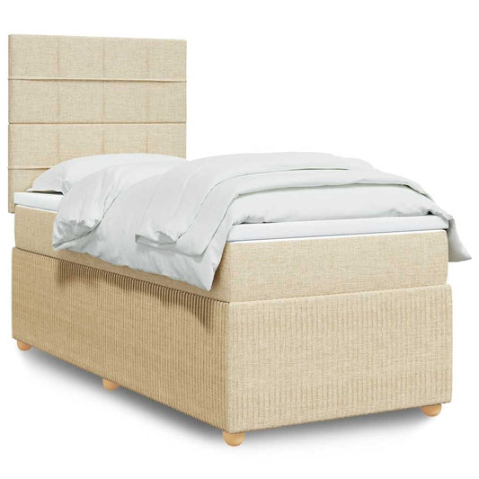 vidaXL Κρεβάτι Boxspring με Στρώμα Κρεμ 80 x 200 εκ. Υφασμάτινο
