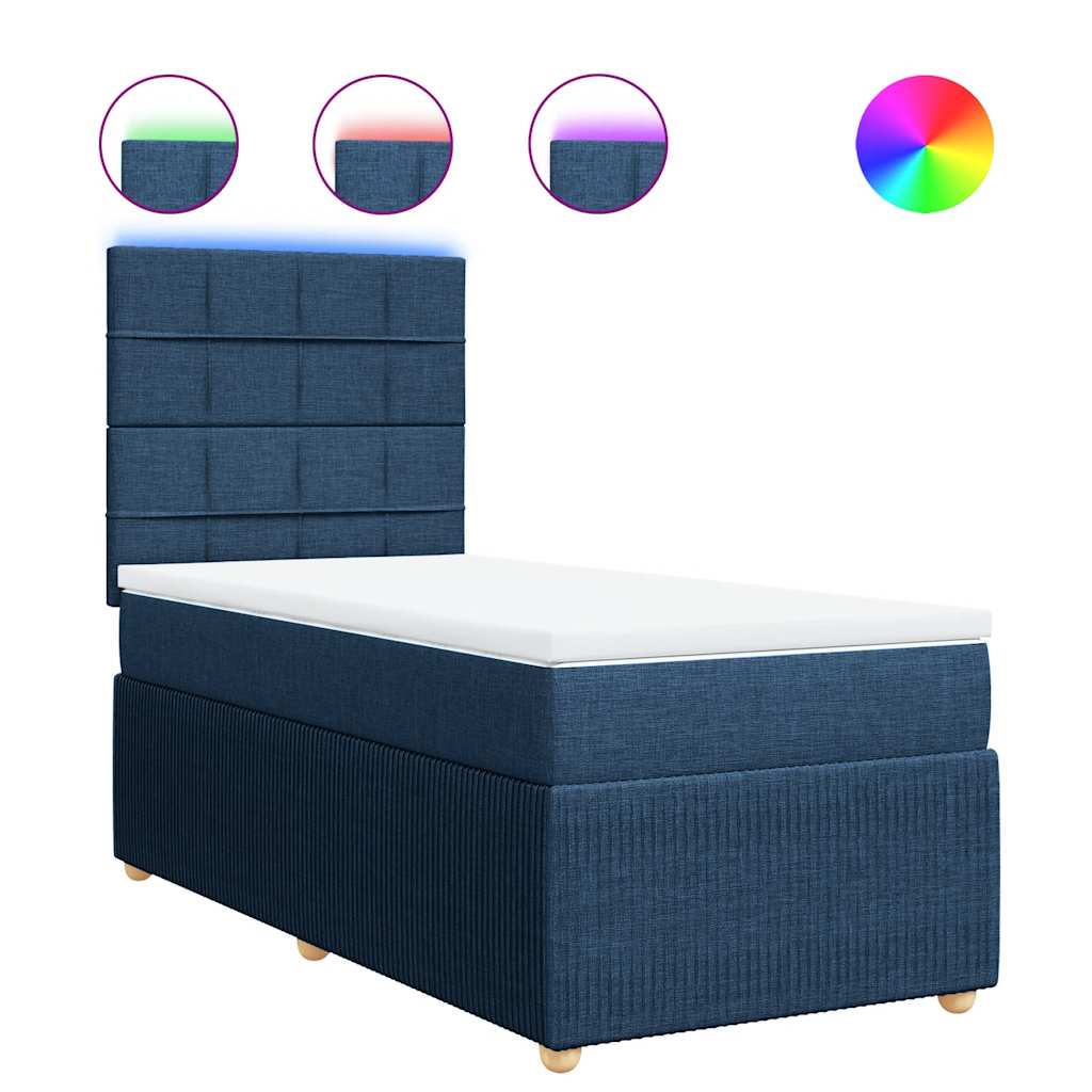 vidaXL Κρεβάτι Boxspring με Στρώμα Μπλε 80x200 εκ. Υφασμάτινο