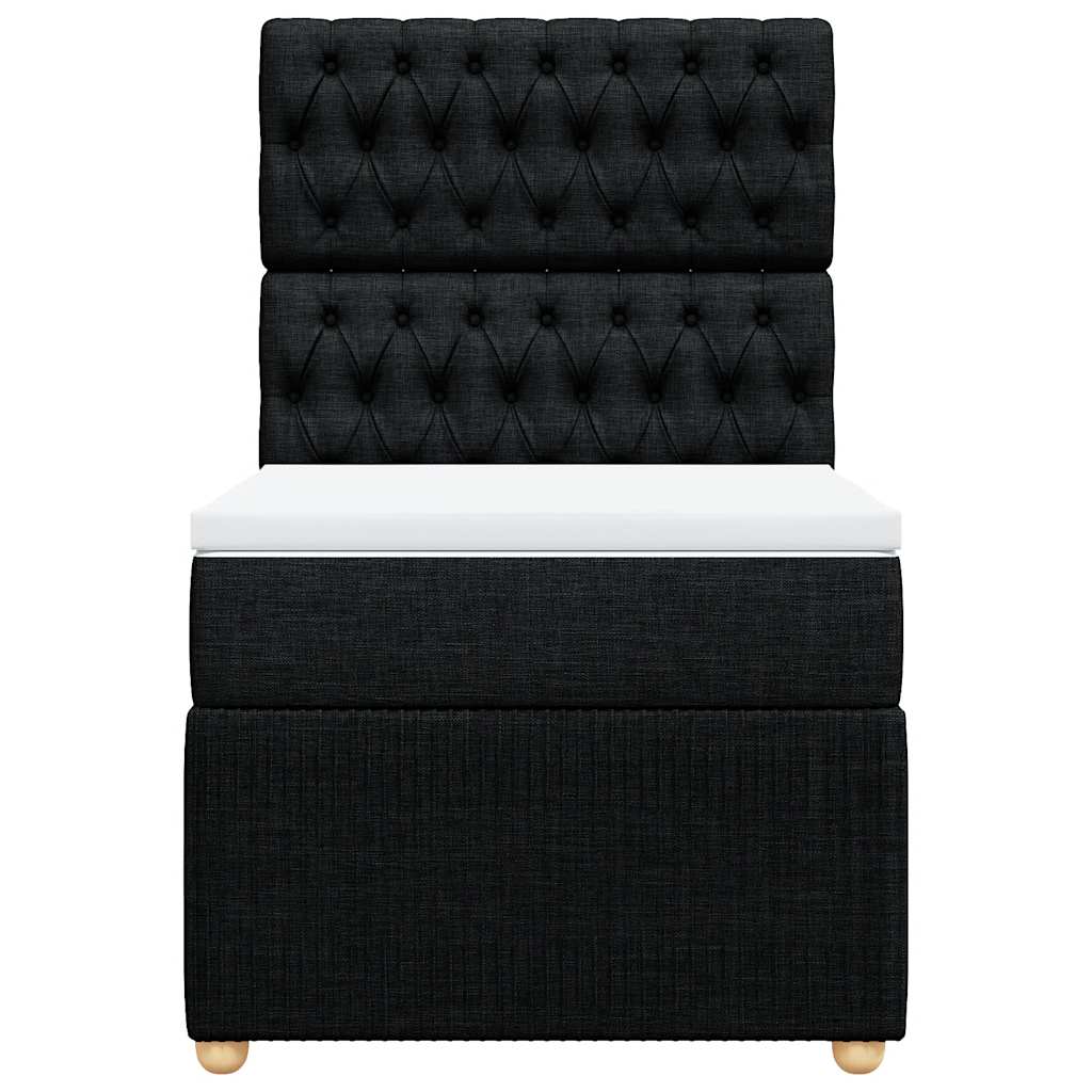 vidaXL Κρεβάτι Boxspring με Στρώμα Μαύρο 80 x 200 εκ. Υφασμάτινο