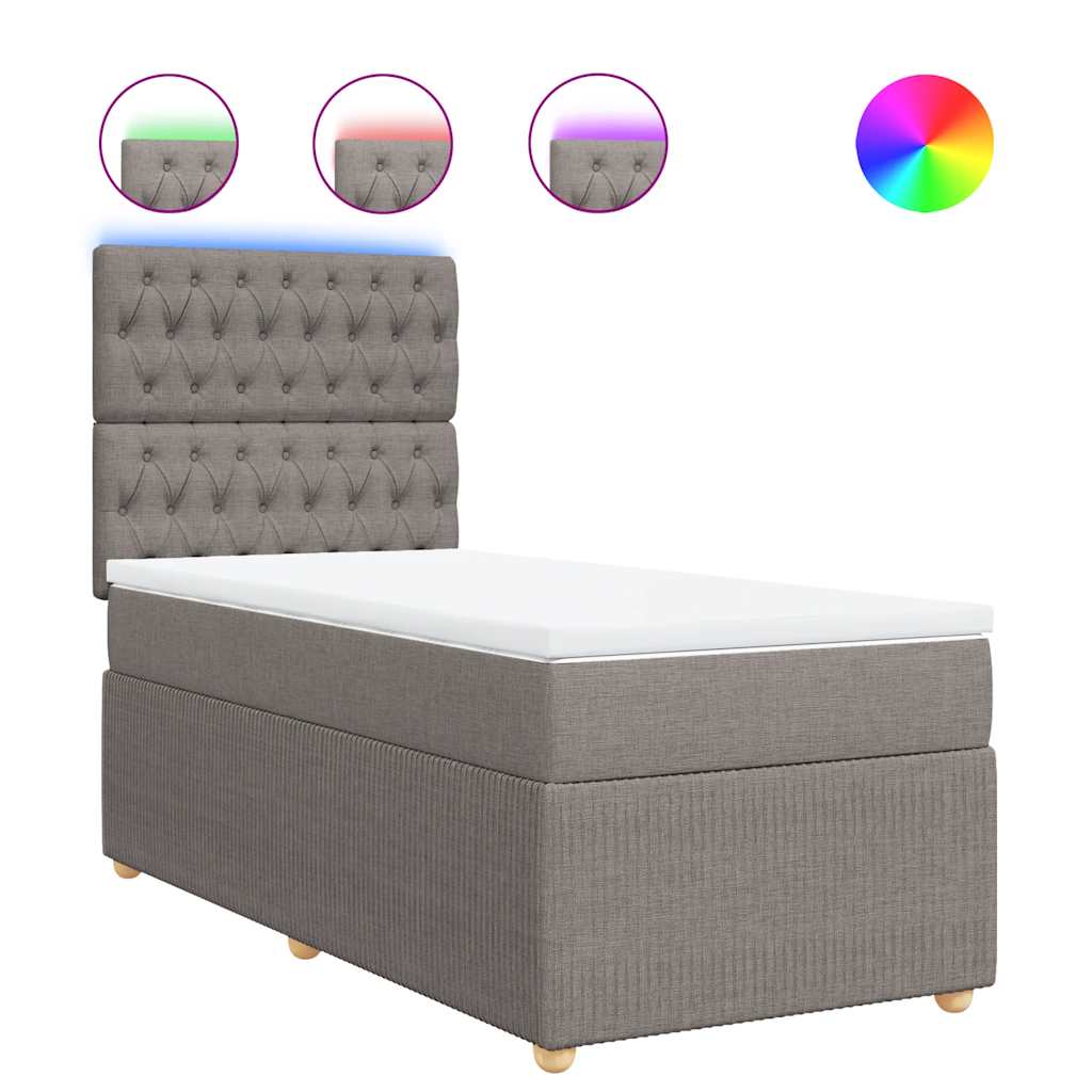 vidaXL Κρεβάτι Boxspring με Στρώμα Taupe 80x200 εκ. Υφασμάτινο