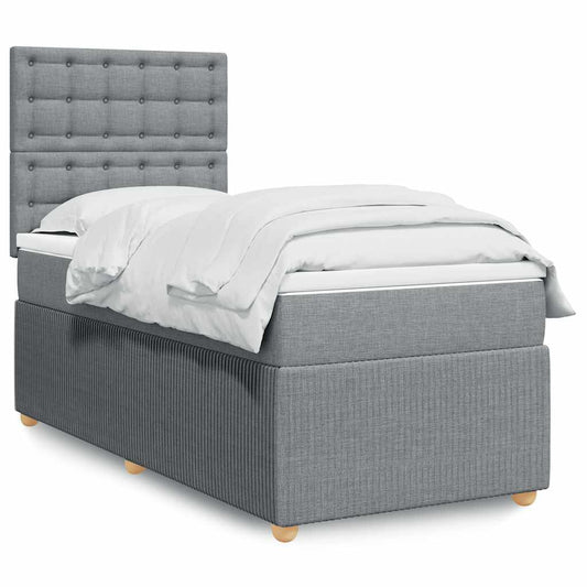 vidaXL Κρεβάτι Boxspring με Στρώμα Ανοιχτό Γκρι 80x200 εκ. Υφασμάτινο
