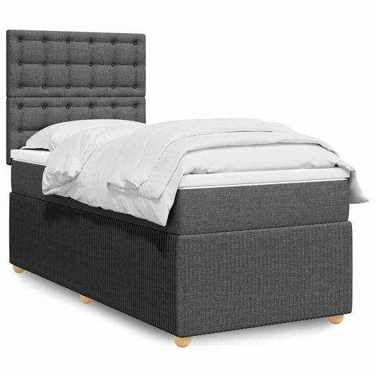 vidaXL Κρεβάτι Boxspring με Στρώμα Σκούρο Γκρι 80x200 εκ. Υφασμάτινο