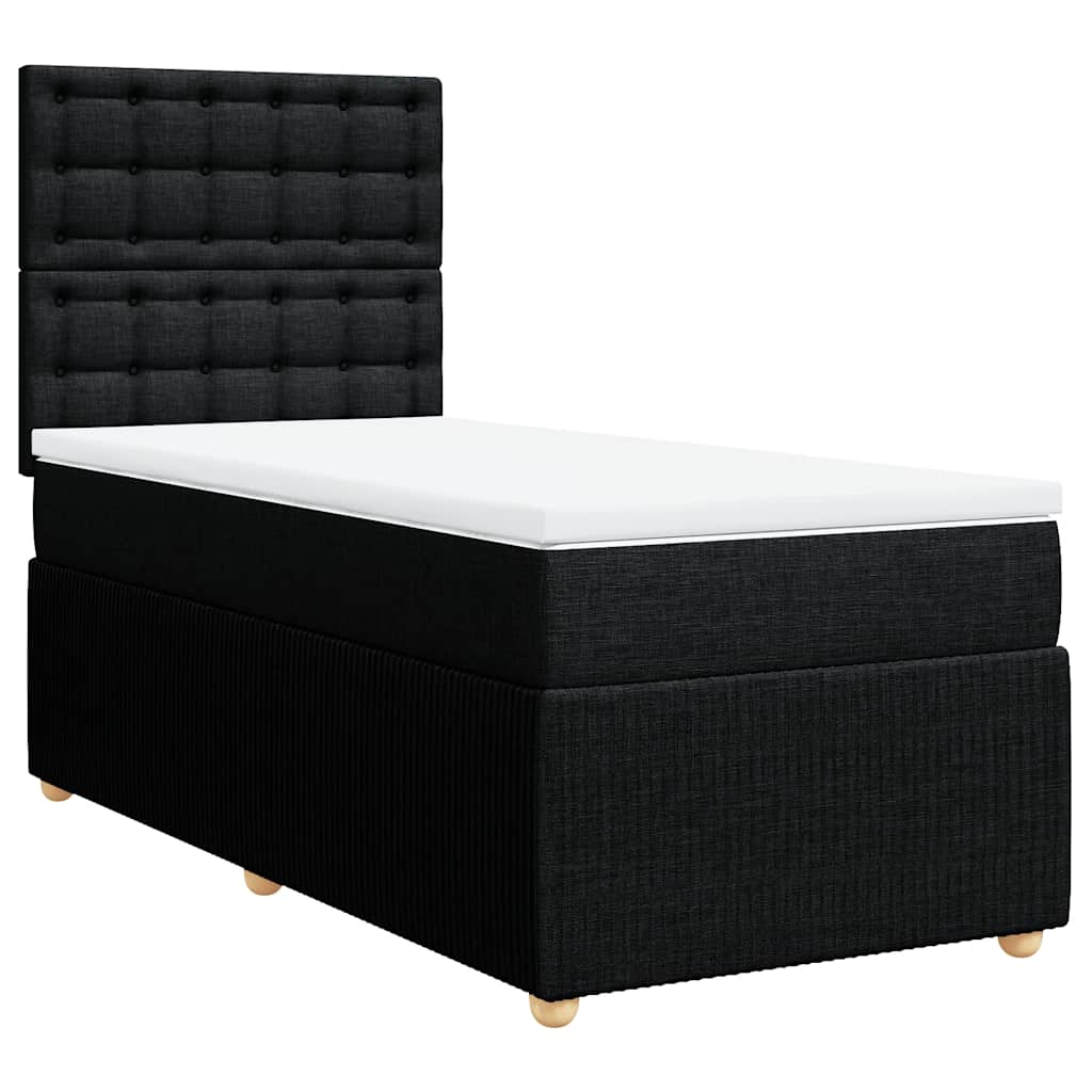 vidaXL Κρεβάτι Boxspring με Στρώμα Μαύρο 80 x 200 εκ. Υφασμάτινο