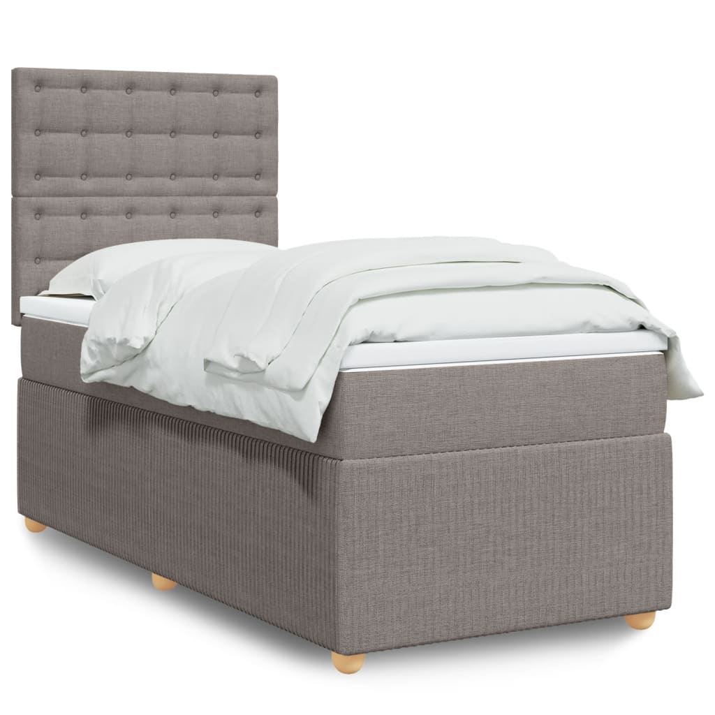 vidaXL Κρεβάτι Boxspring με Στρώμα Taupe 80x200 εκ. Υφασμάτινο