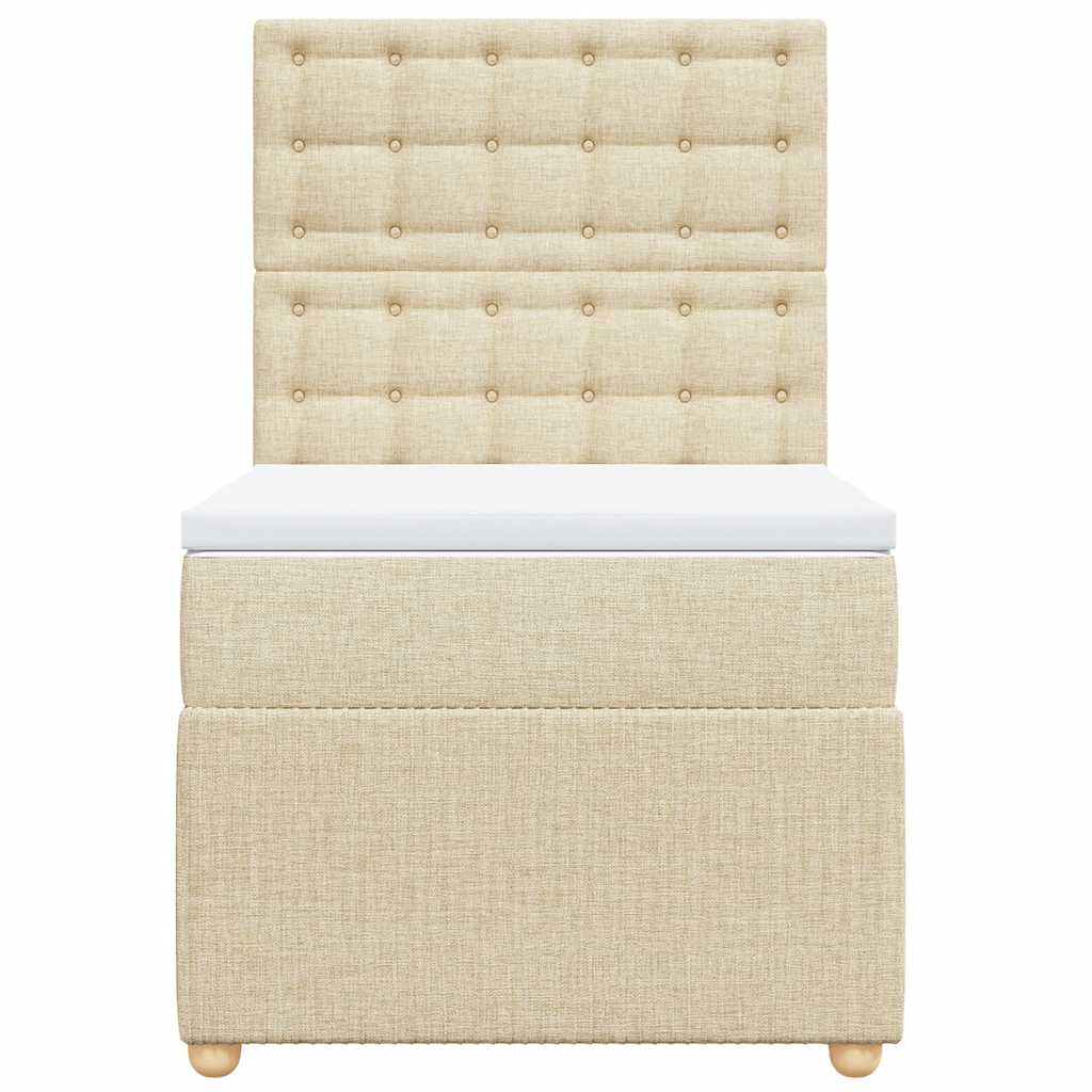 vidaXL Κρεβάτι Boxspring με Στρώμα Κρεμ 80 x 200 εκ. Υφασμάτινο