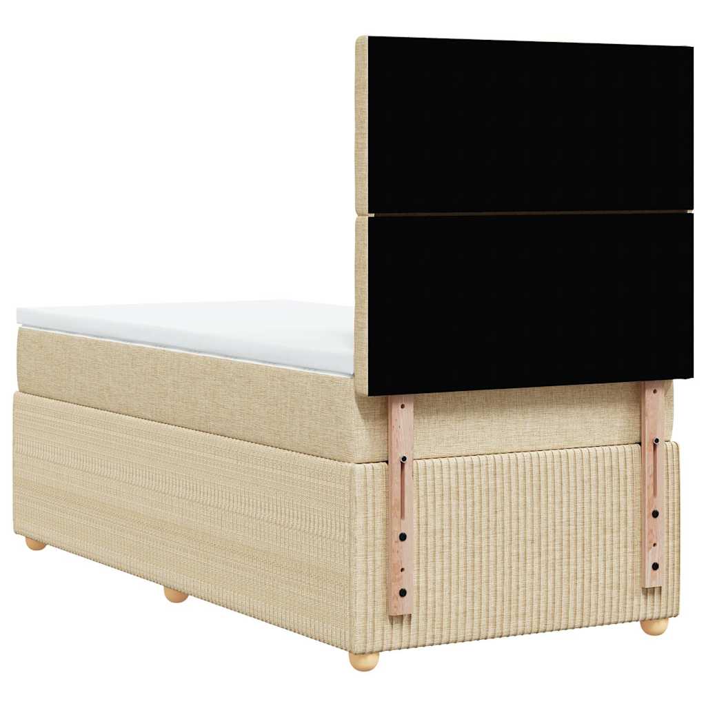 vidaXL Κρεβάτι Boxspring με Στρώμα Κρεμ 80 x 200 εκ. Υφασμάτινο