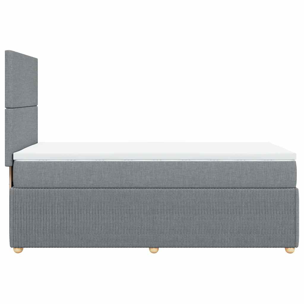 vidaXL Κρεβάτι Boxspring με Στρώμα Ανοιχτό Γκρι 90x190 εκ. Υφασμάτινο