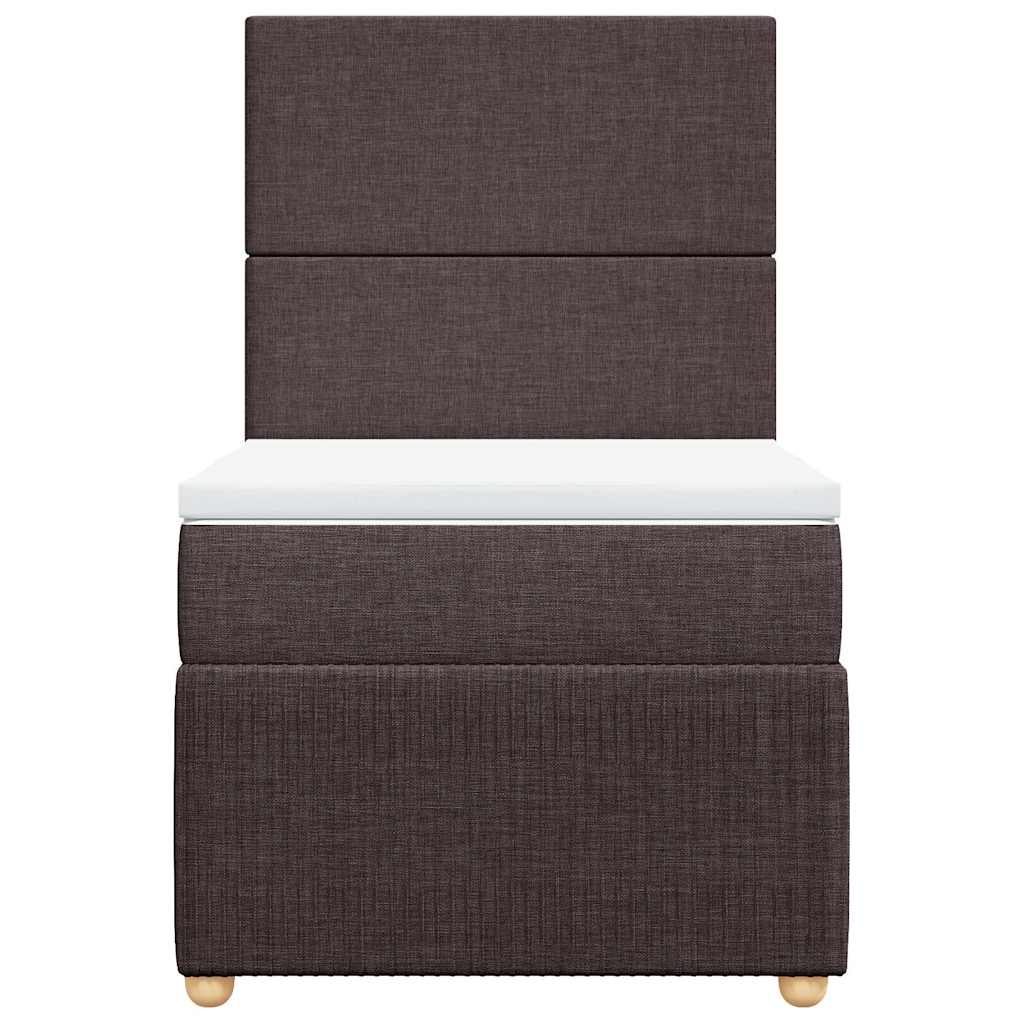 vidaXL Κρεβάτι Boxspring με Στρώμα Σκούρο Καφέ 90x190 εκ. Υφασμάτινο