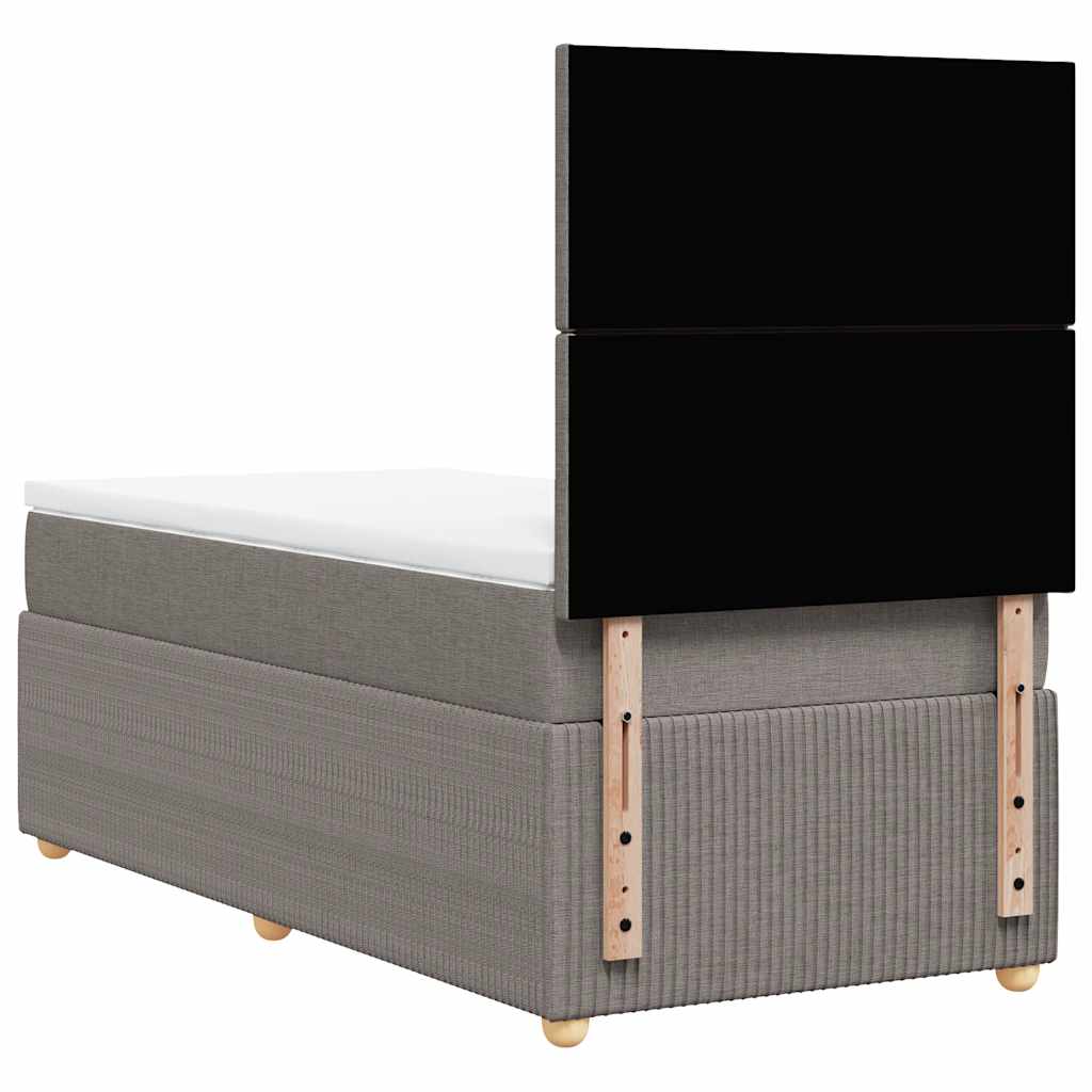 vidaXL Κρεβάτι Boxspring με Στρώμα Taupe 90x190 εκ.Υφασμάτινο