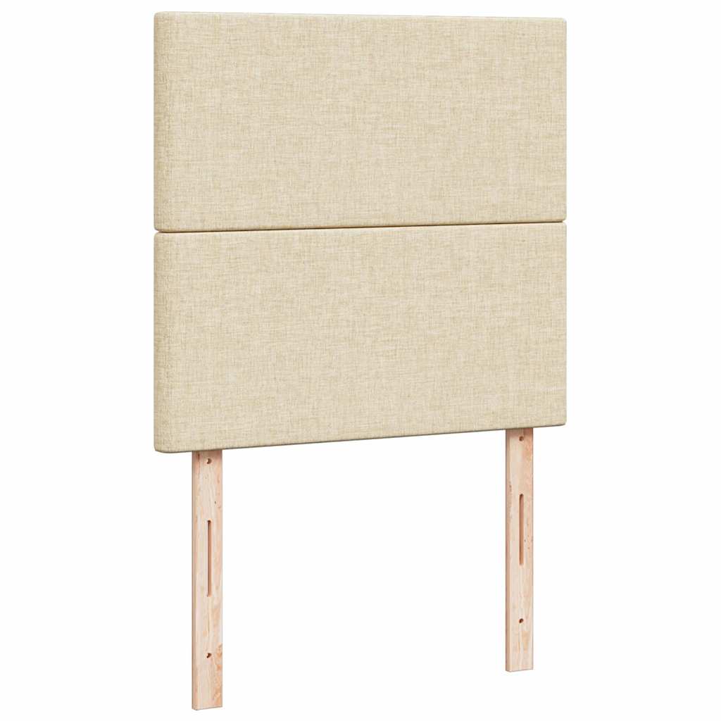 vidaXL Κρεβάτι Boxspring με Στρώμα Κρεμ 90x190 εκ.Υφασμάτινο
