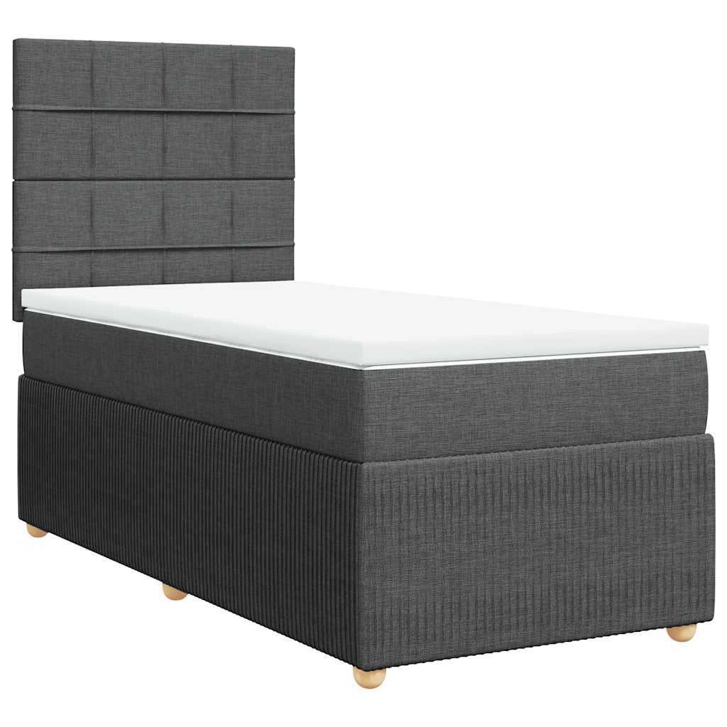 vidaXL Κρεβάτι Boxspring με Στρώμα Σκούρο Γκρι 90x190 εκ. Υφασμάτινο