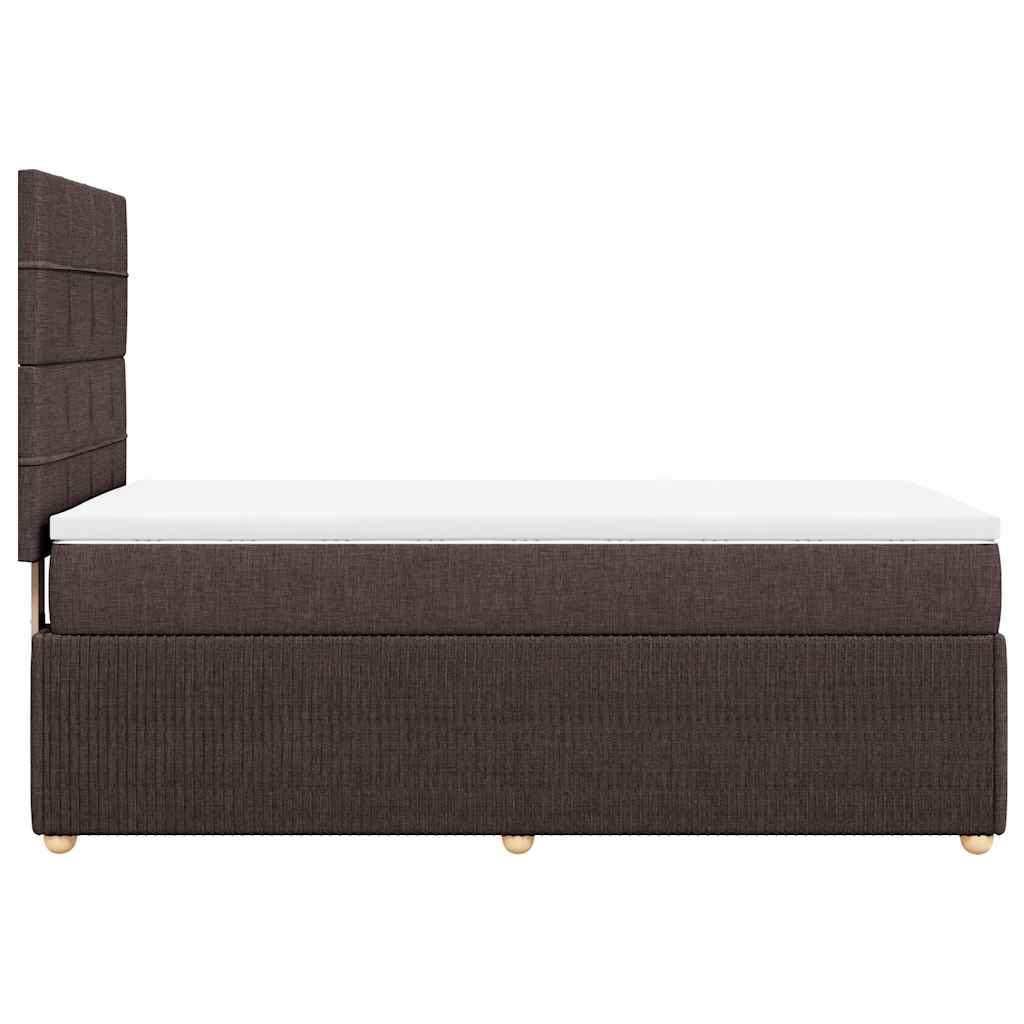 vidaXL Κρεβάτι Boxspring με Στρώμα Σκούρο Καφέ 90x190 εκ. Υφασμάτινο