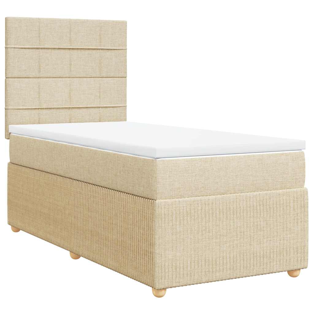 vidaXL Κρεβάτι Boxspring με Στρώμα Κρεμ 90x190 εκ.Υφασμάτινο