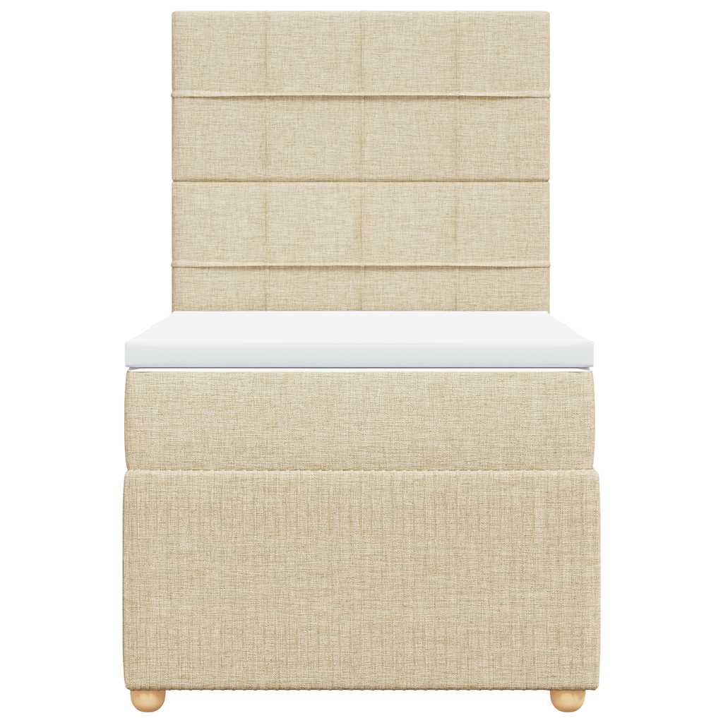 vidaXL Κρεβάτι Boxspring με Στρώμα Κρεμ 90x190 εκ.Υφασμάτινο
