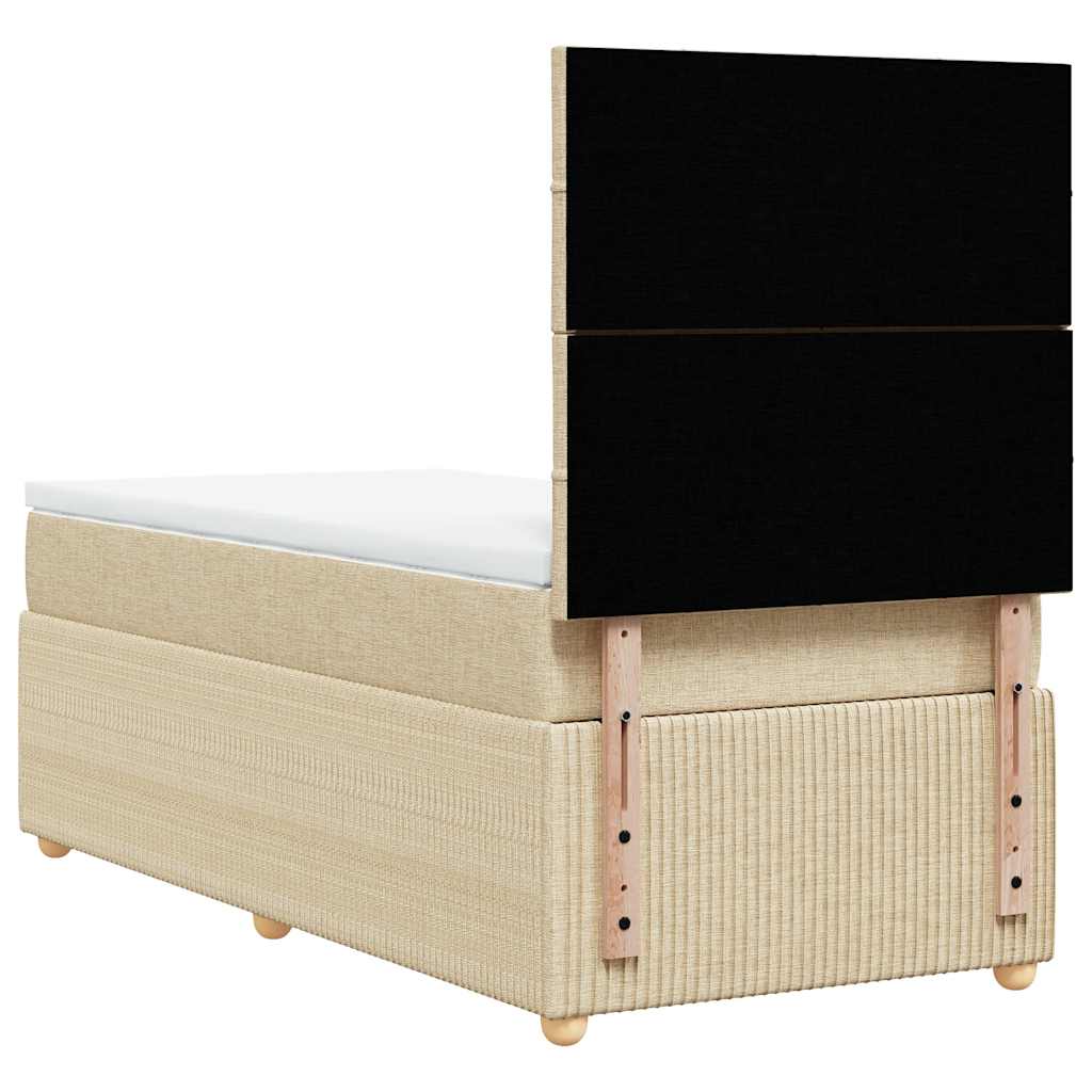 vidaXL Κρεβάτι Boxspring με Στρώμα Κρεμ 90x190 εκ.Υφασμάτινο