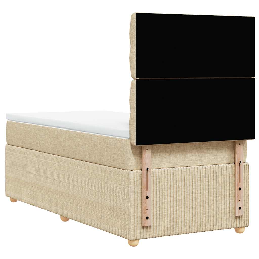 vidaXL Κρεβάτι Boxspring με Στρώμα Κρεμ 90x190 εκ.Υφασμάτινο