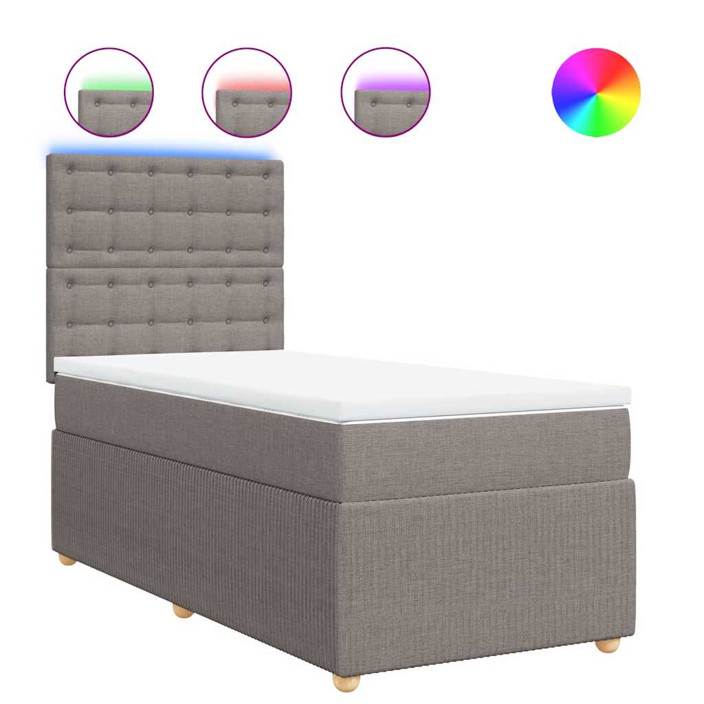 vidaXL Κρεβάτι Boxspring με Στρώμα Taupe 90x190 εκ.Υφασμάτινο