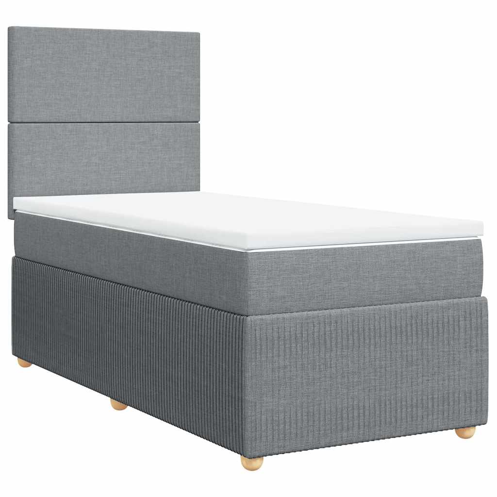 vidaXL Κρεβάτι Boxspring με Στρώμα Ανοιχτό Γκρι 90x200 εκ. Υφασμάτινο