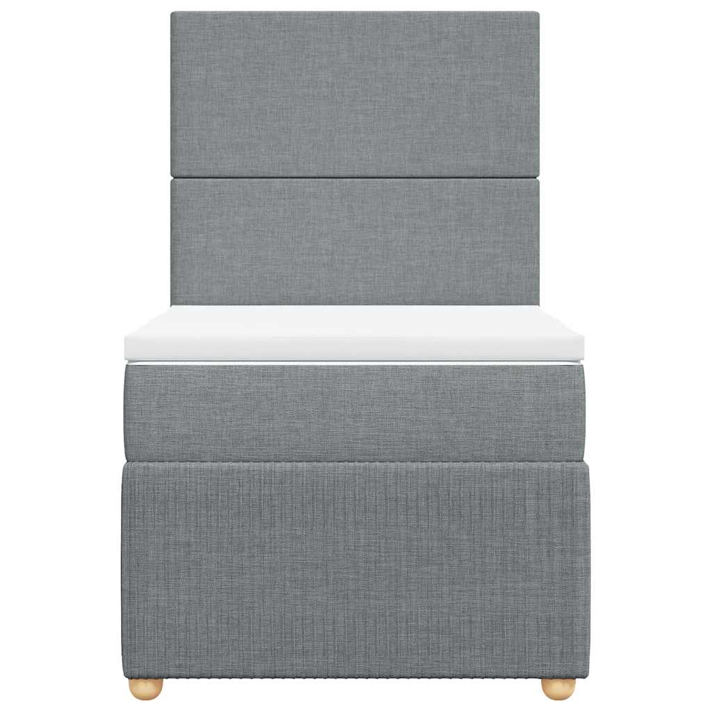vidaXL Κρεβάτι Boxspring με Στρώμα Ανοιχτό Γκρι 90x200 εκ. Υφασμάτινο