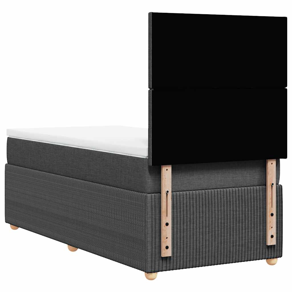 vidaXL Κρεβάτι Boxspring με Στρώμα Σκούρο Γκρι 90x200 εκ. Υφασμάτινο