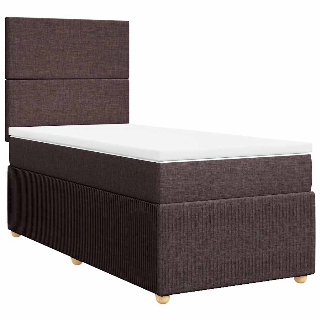 vidaXL Κρεβάτι Boxspring με Στρώμα Σκούρο Καφέ 90x200 εκ. Υφασμάτινο